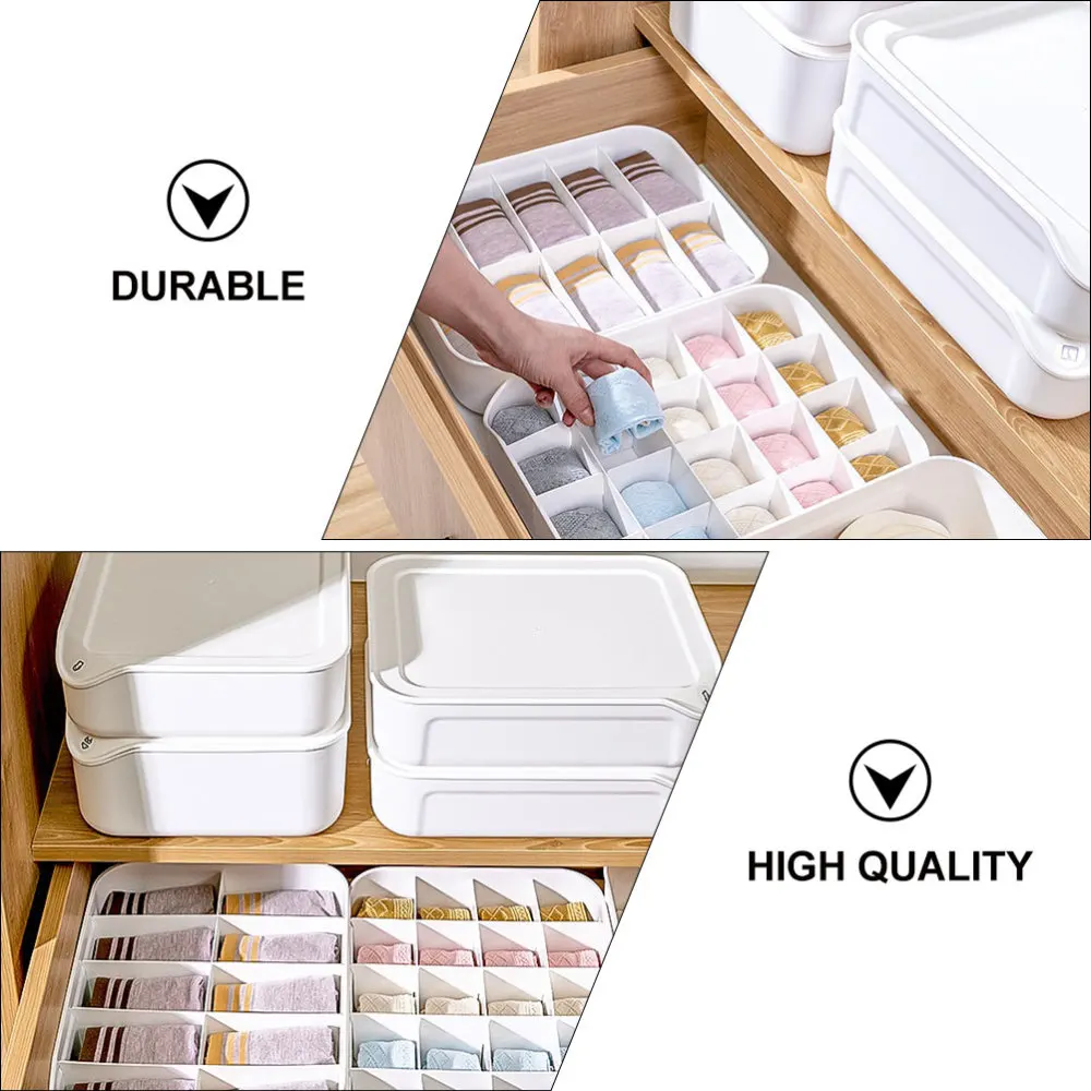 

2pcs Covered Underwear Container Bra Storage Box Plastic Box Compartment Container for Bra Travel Underwear Socks