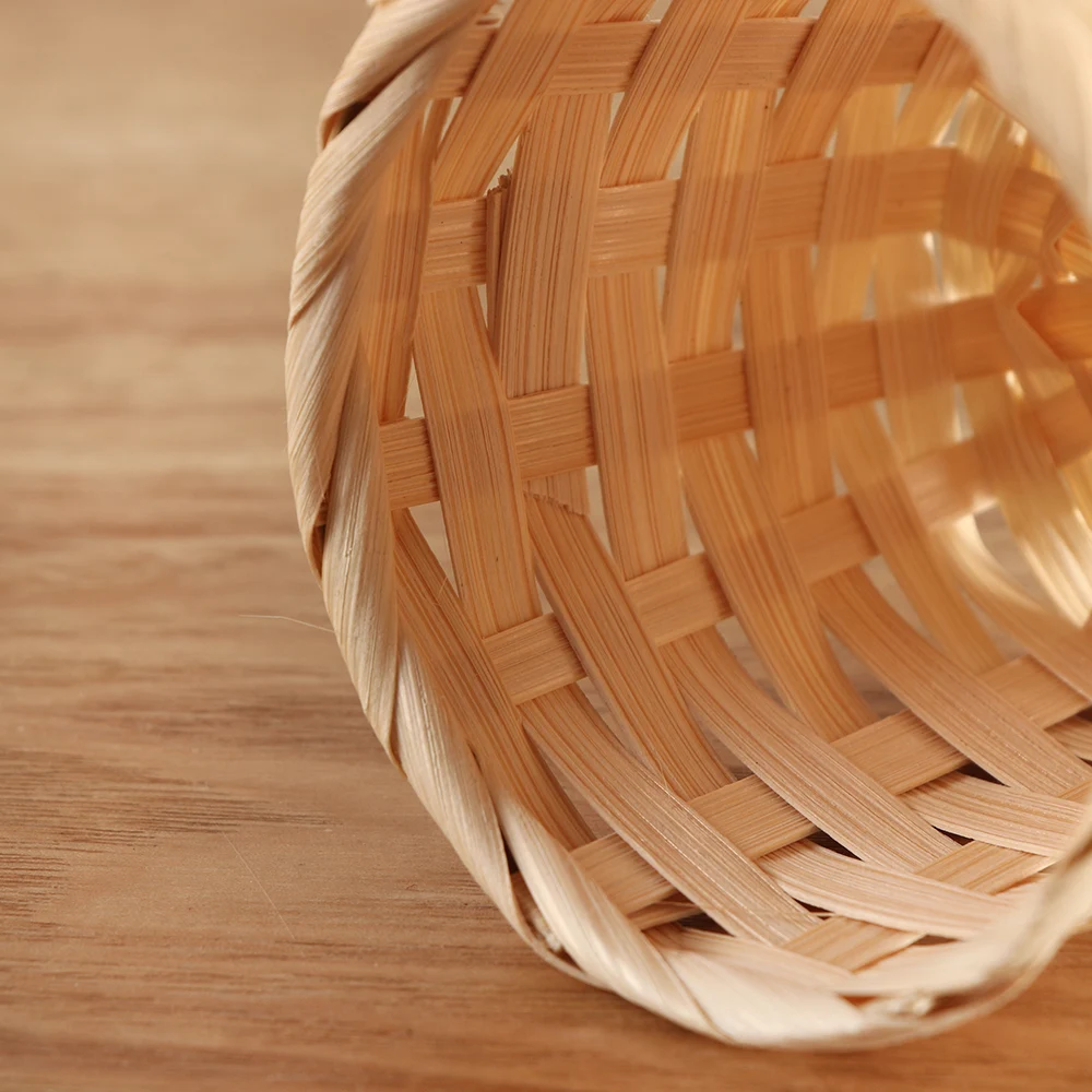 1PCs Small Basket Desktop Finishing Home Storage Bamboo Weaving Products Sundries Organizer Rattan Plant Box Wicker | Дом и сад