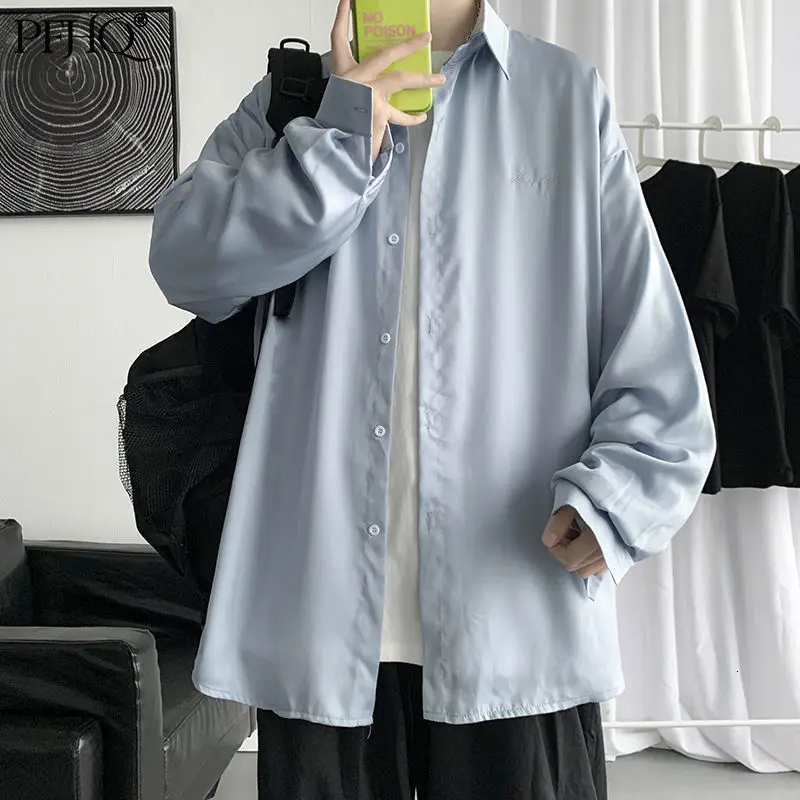 

PFHQ 2021 Осенняя новая вертикальная Солнцезащитная рубашка с вышивкой и длинным рукавом Корейская тонкая рубашка Свободное пальто большие То...