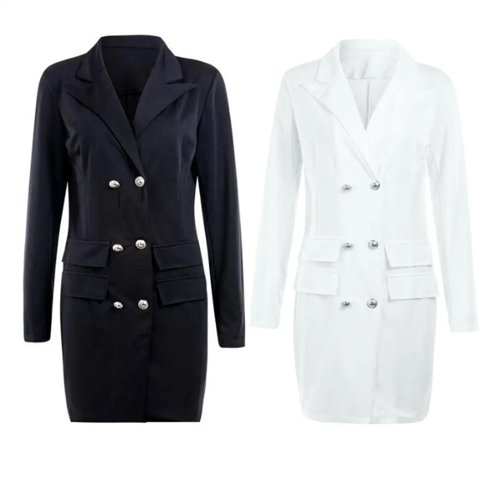 

Dresses Women Sexy Formal Work Women Lapel Blazer Double Breasted Long Sleeve V-neck Bodycon Dress Sexy Dress Women Vestidos
