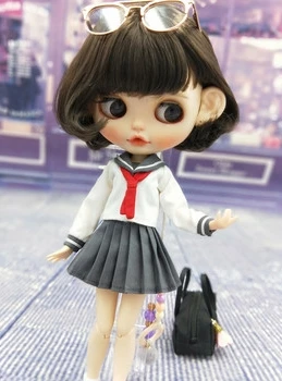 gray Куклы Blyth, японский матросский костюм, морская форма, школьная форма, плиссированная юбка для Kurhn, Azone, Momoko, Licca 1/6, куклы для косплея - Цвет: gray