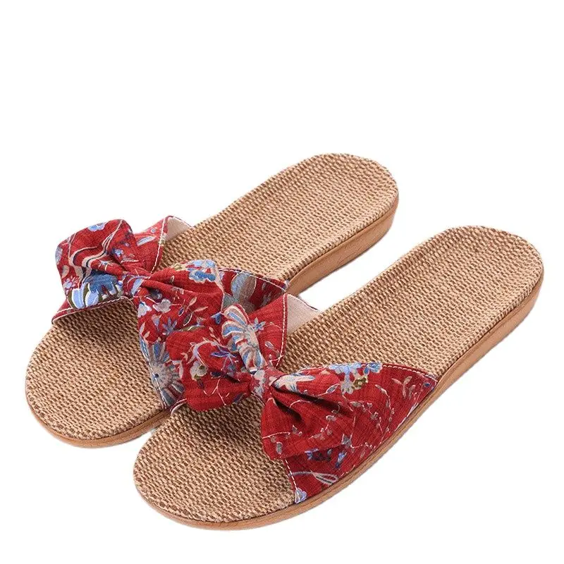 Шлепанцы Suihyung женские льняные сланцы для пляжа Нескользящие сандалии