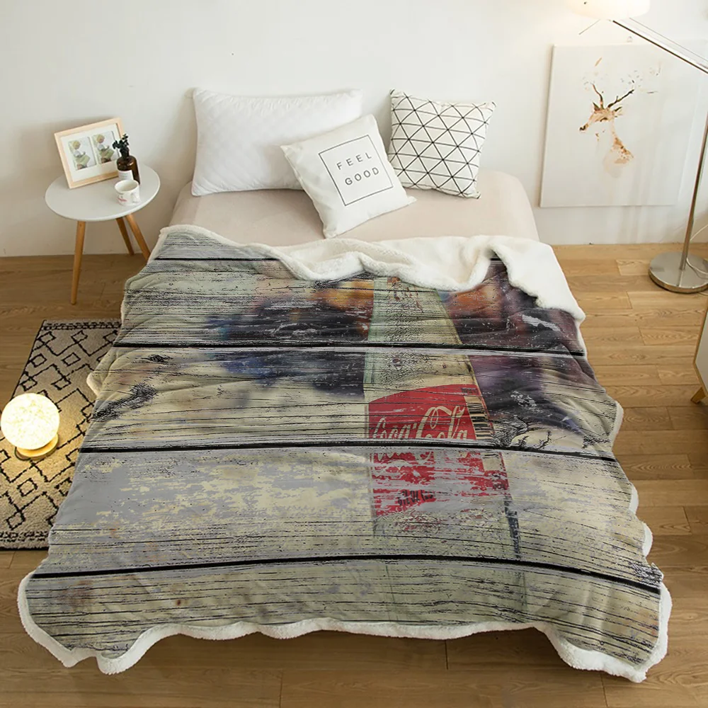 Зимнее Двухслойное кашемировое покрывало из овечьей шерсти в деревенском стиле