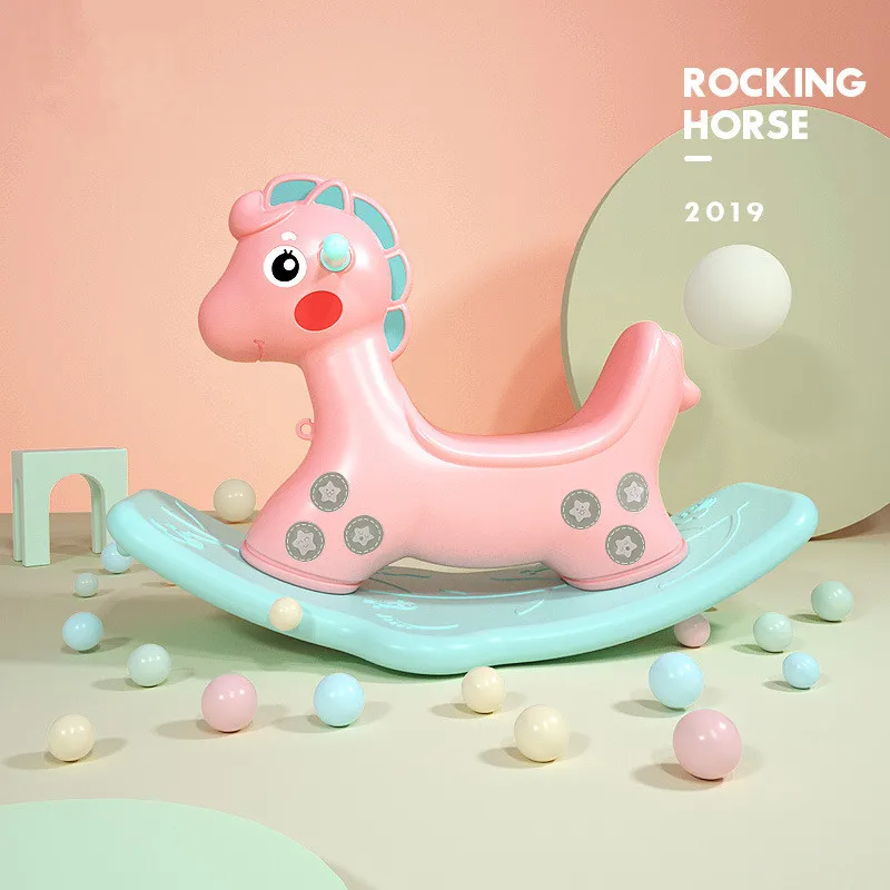 Детская лошадка качалка пластиковая детская Маленькая деревянная лошадь