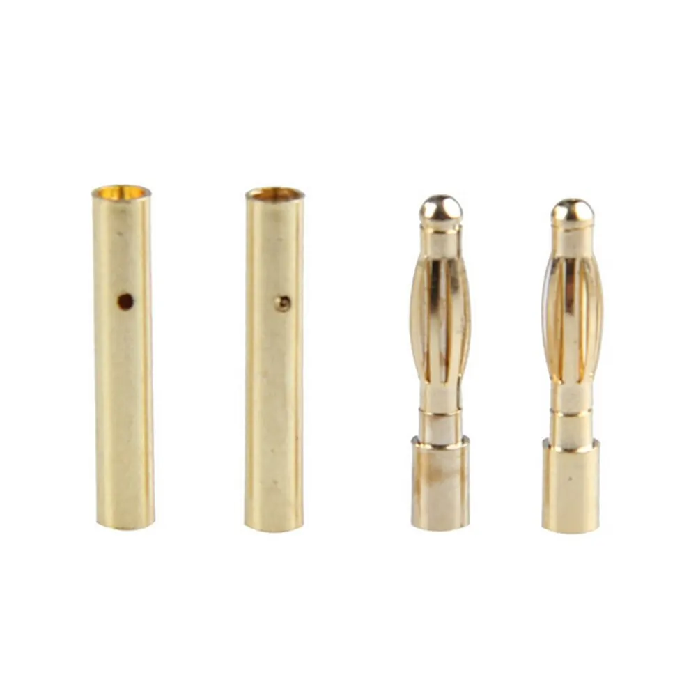 10 pair/lot 2mm Gold Copper Brushless Motor Banana Plug Bullet Connector Plated For ESC Battery | Обустройство дома
