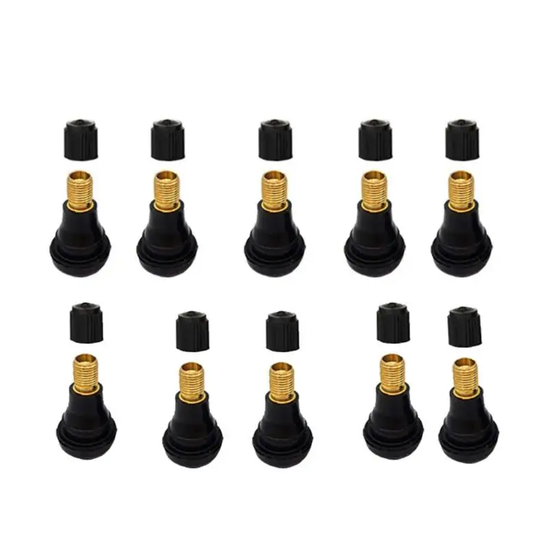 

10pcs Snap-in Rubber Valve Stems Car Automobile Motorcycle Tubeless Tire Professional Repair Replacement Accessories