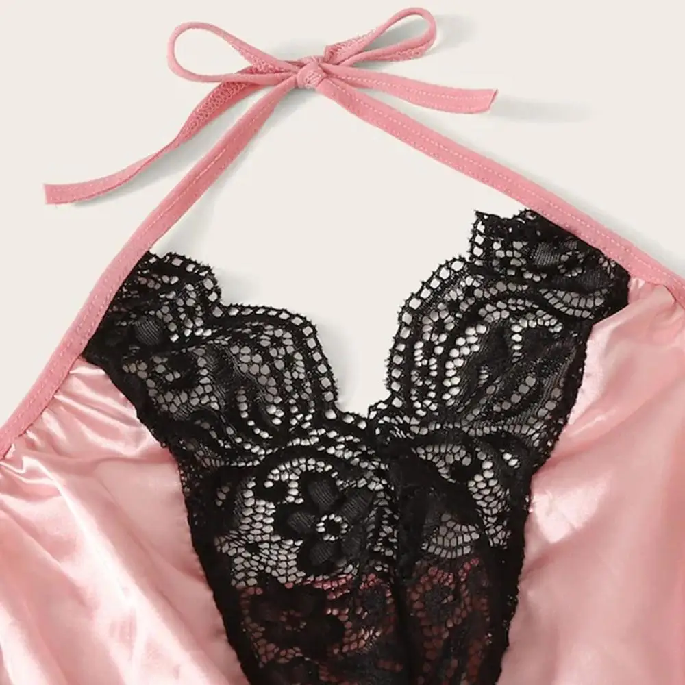 Женский комбинезон на бретельках без рукавов атласная ночная рубашка с