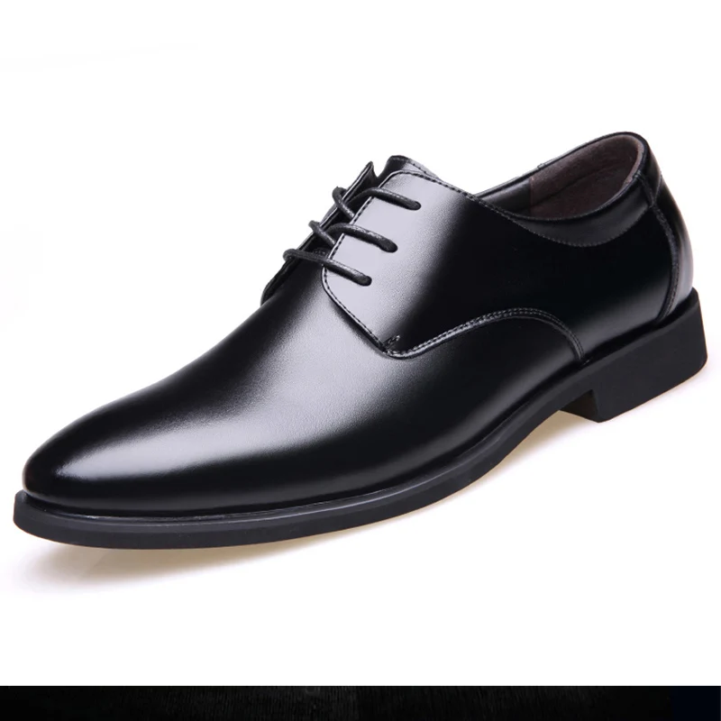 

2021 Spring New Black Brown British Casual Leather Shoes Men's Fashion All-Match Lace Business Casual Shoes