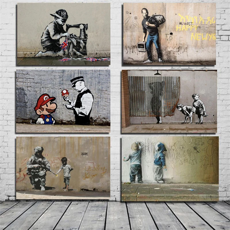 

Banksy Poster Graffiti Pop Wall Art Abstract Canvas Painting Posters Prints Wall Pictures for Living Room Restaurant Decoration