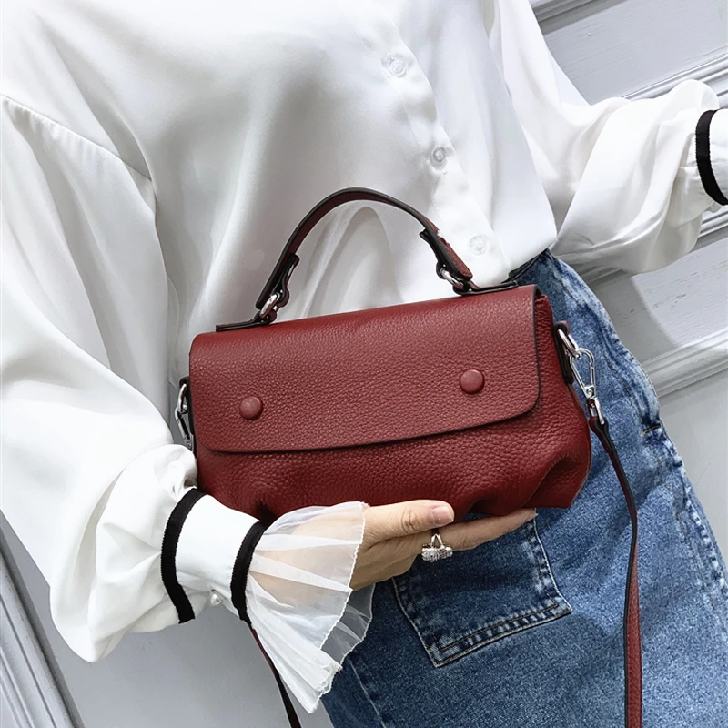 Женская модная сумка с клапаном женская через плечо из натуральной коровьей кожи