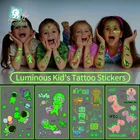 Светящиеся ночные тату-наклейки для детей, единорог, звезды, временные водонепроницаемые тату, боди-арт, Детский динозавр, Мультяшные поддельные тату