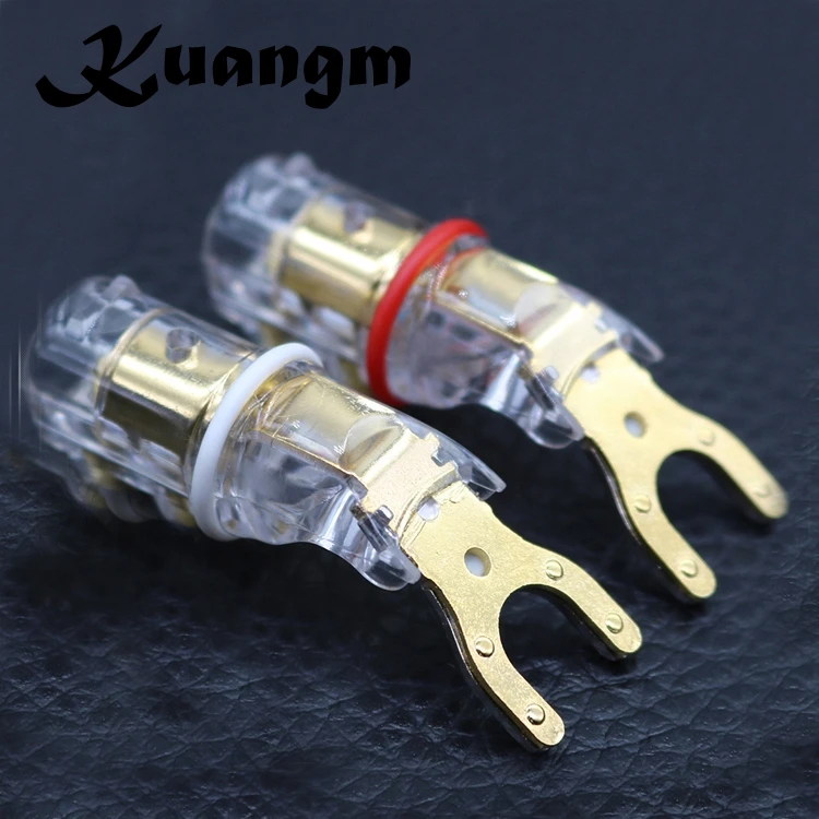 Hi-end Pure Red Copper Y shape Speaker Audio Jack Plugs screwing Banana Plug Connector Connectors | Электроника