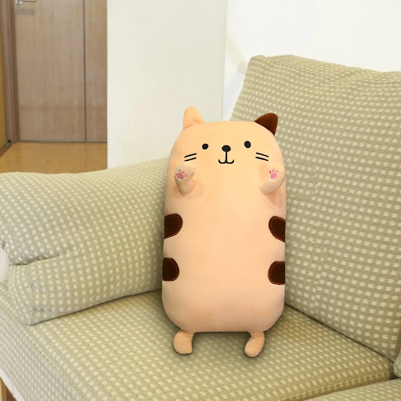 

50CM Kawaii Cat Pillow With Zipper Only Skin Without PP Cotton Biscuits Plush Animal Doll Toys Big Cushion Cover Peluche Gift