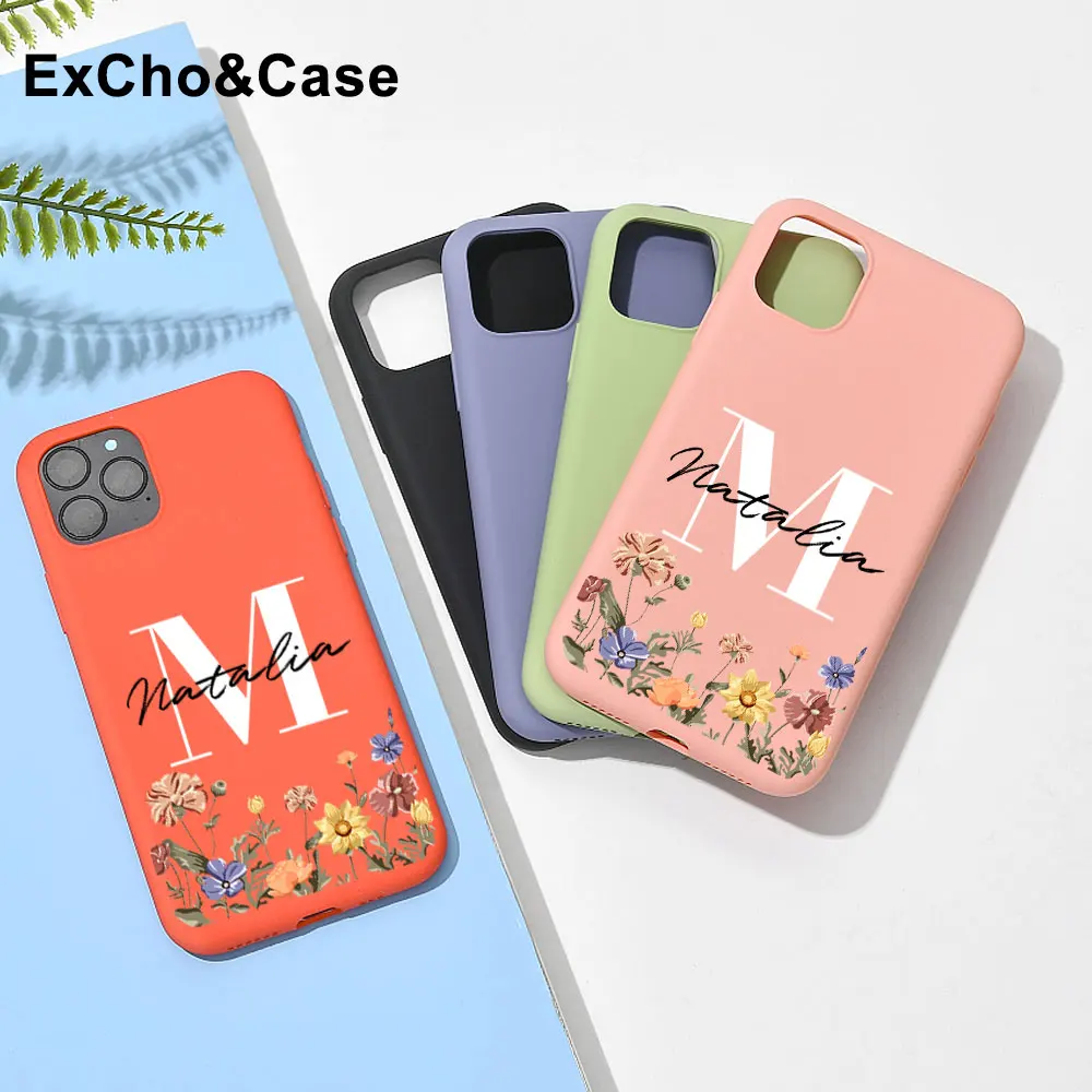 Пользовательский чехол с буквами полевых цветов для iPhone 11 12 13 Pro Max 6 6S 7 8 Plus X XS XR SE