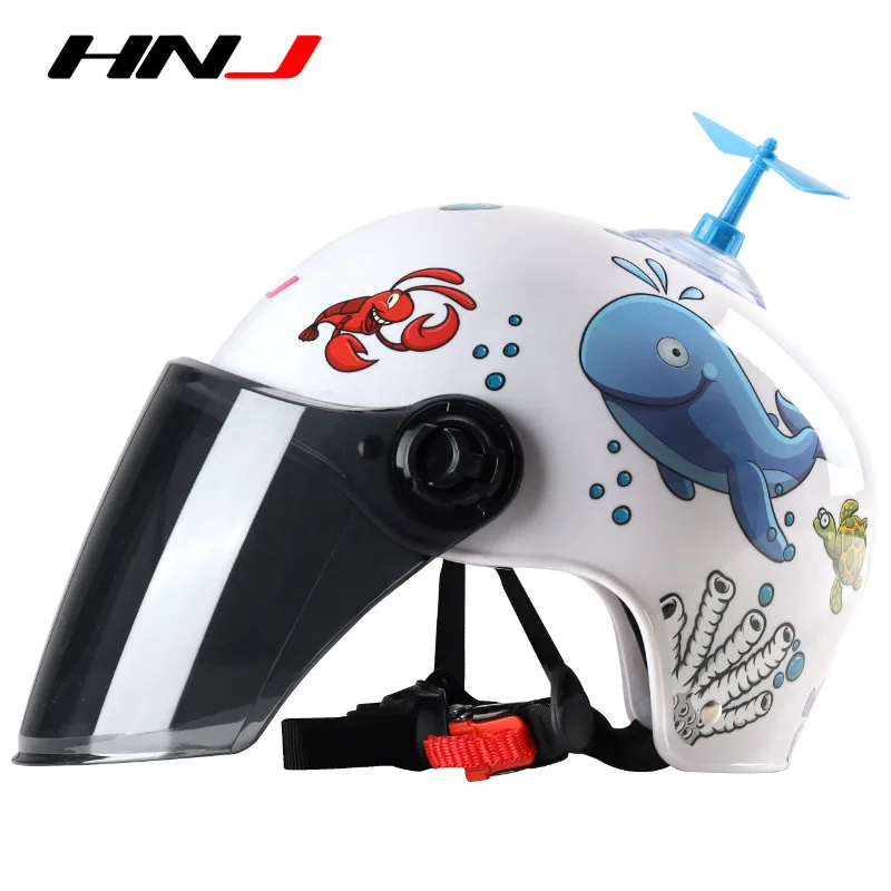 Шлем HNJ детский серый на батарейках Электрический мотошлем для мальчиков и