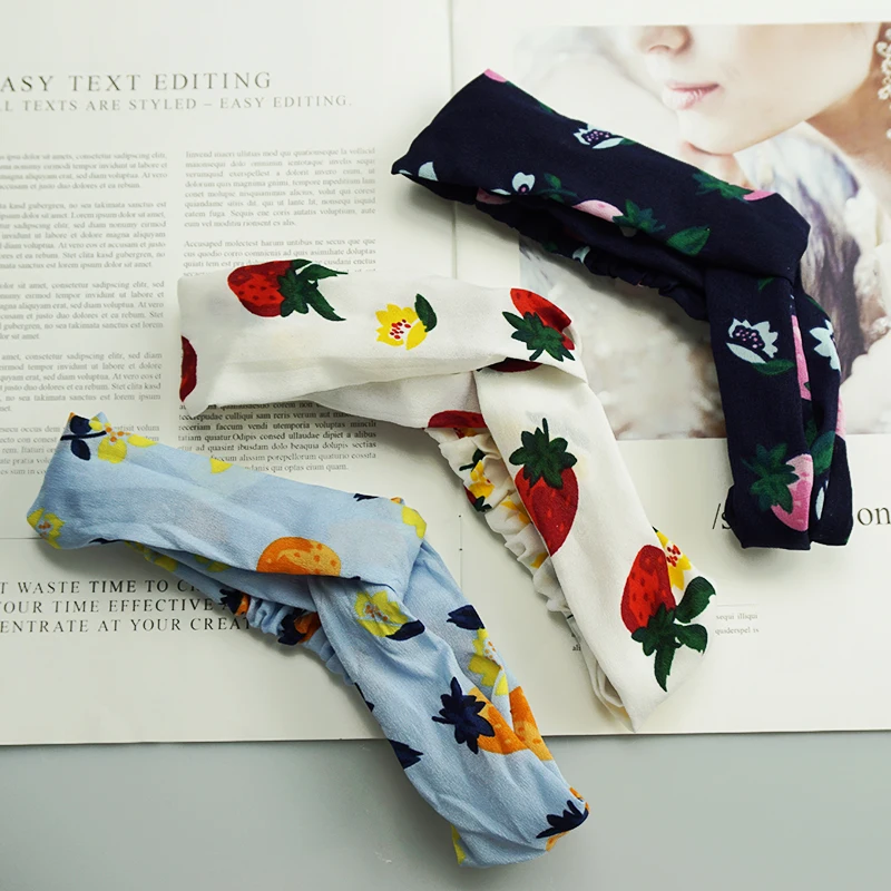 Женские аксессуары для волос девочек модные повязки на голову с принтом фруктов