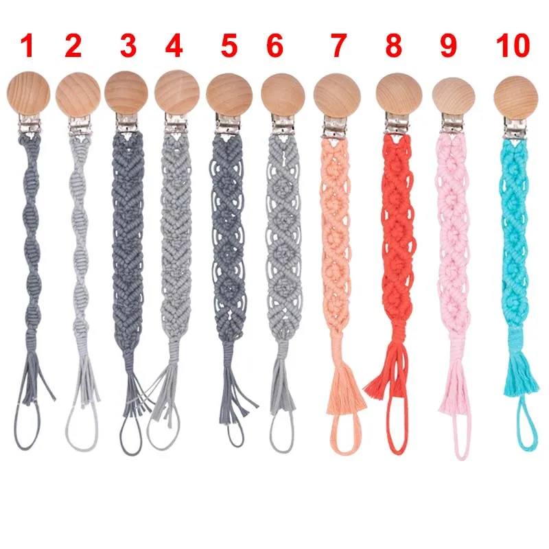 Gray Baby Boys Girls Soother Nipple Pacifier Clip Dummy Holder Simple Crochet Cotton Chain Hand-woven | Мать и ребенок