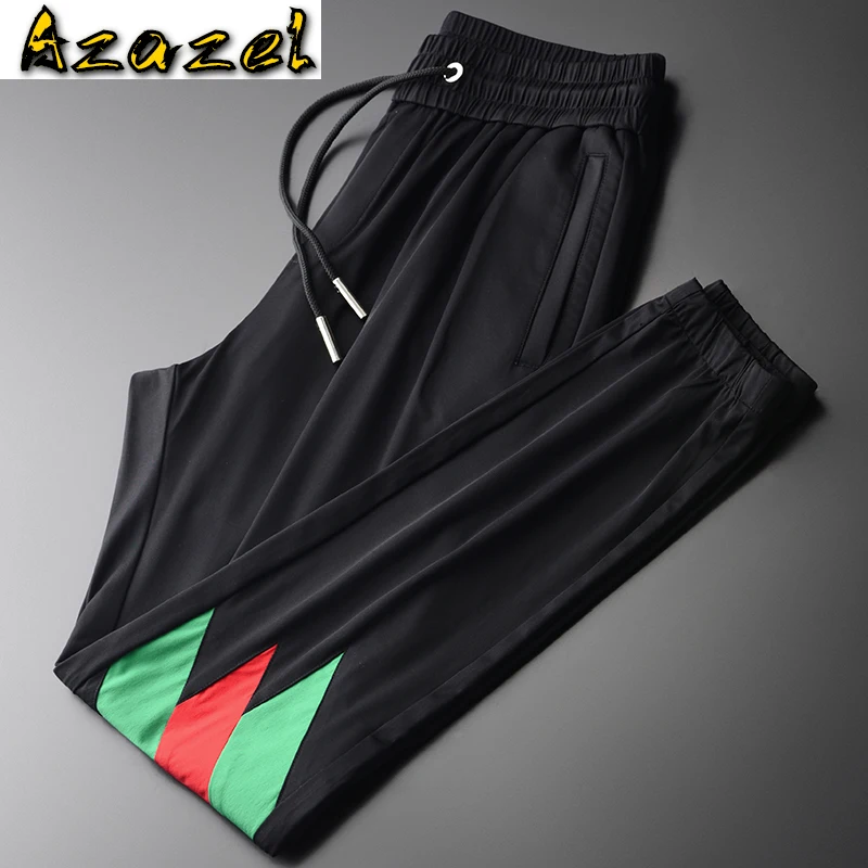 Azazel Mens Pants Luxury Contrast Color Splice Elastic Waist Mens Trousers Plus Size 3XL 4XL Slim Fit Casual Sport Man Pants