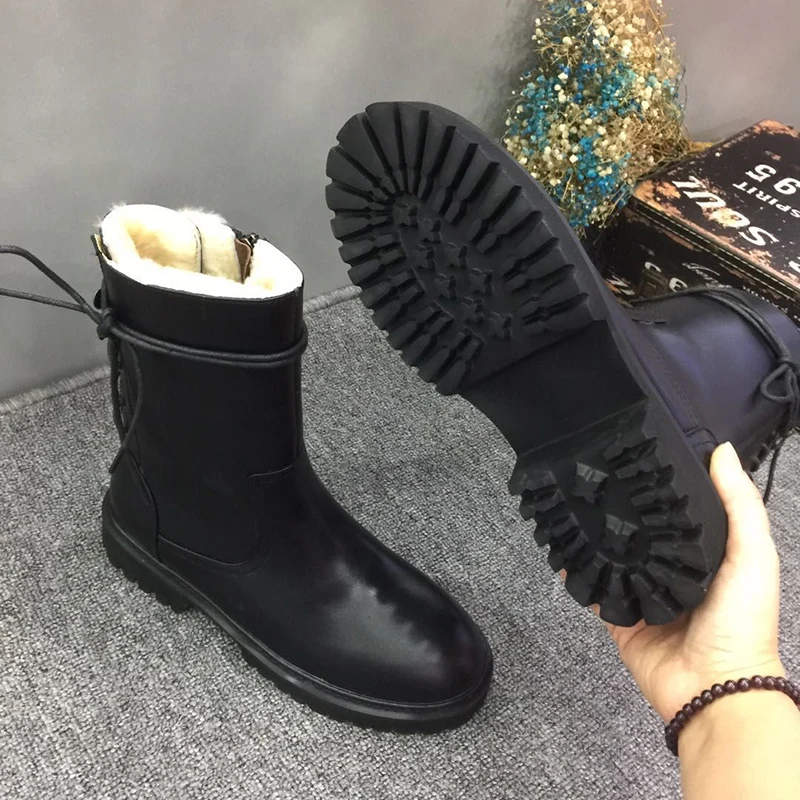 Женские зимние ботильоны из овечьей шерсти Botas Mujer коллекция 2020 года роскошные