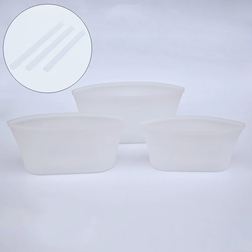 3Pcs White Dishes TETOU силиконовые контейнеры для хранения продуктов герметичная миска для свежей еды многоразовый закрывающийся мешок для фруктов и овощей с уплотнительными зажимами Прямая поставка - Цвет: 3Pcs White Dishes
