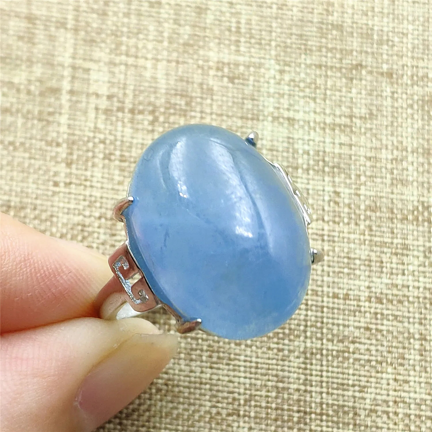 

100% натуральный голубой аквамарин кристалл регулируемое кольцо драгоценный камень 20x14 мм бразильское серебро 925 пробы модное кольцо ааааа