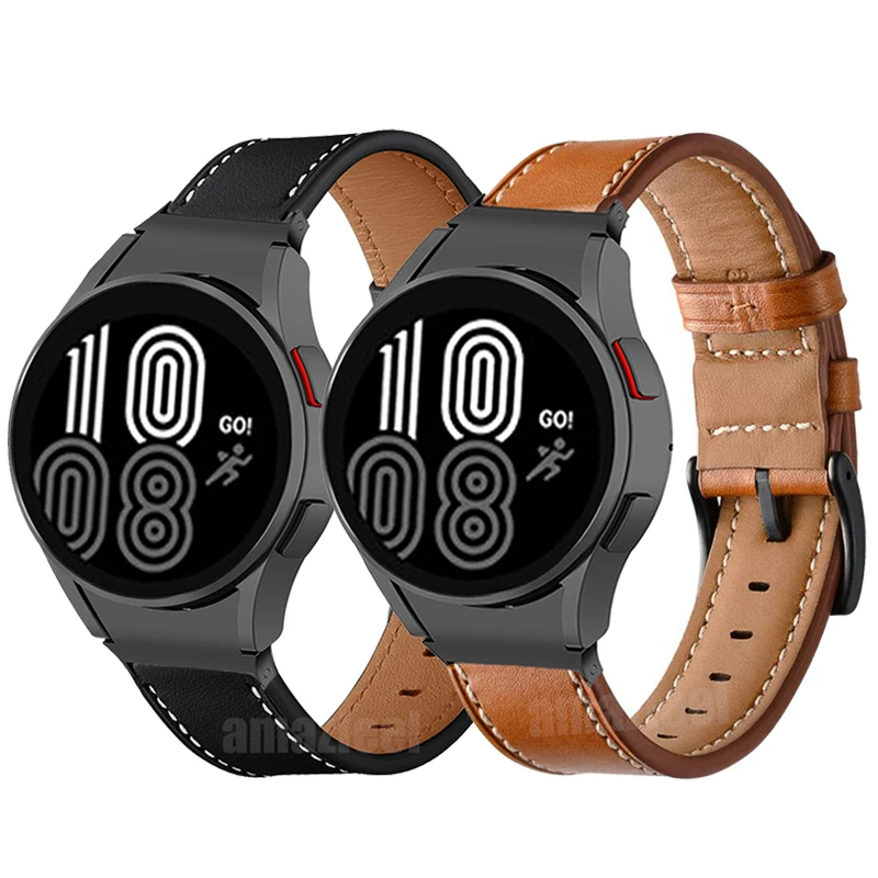 

20mm Watch Strap for Samsung Galaxy Watch 4 40/44mm Bracelet Leather Wristband for Galaxy Watch 4 Classic 42/46mm Curved Adapter