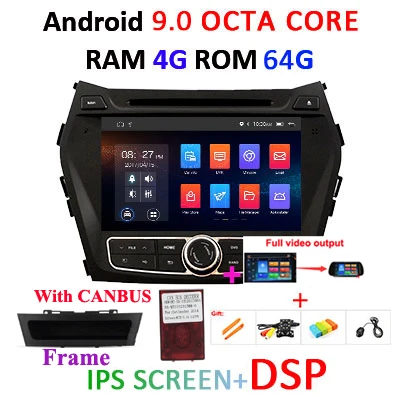 4G+ 64G 8 CORE 2 Din android 9,0 автомобильный dvd-плеер gps для hyundai IX45 Santa fe 2013 автомобильный радиоприемник Multiemdia obd2 dvr DAB ips DSP - Цвет: 4G64GIPSDSPCANFRA FU