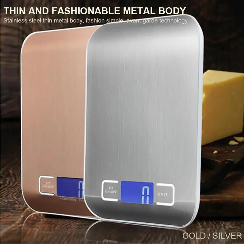 

10Kg Kitchen Weight Electronics Scale Stainless Steel Food Diet Postal Balance Cuisine Measuring Tool LCD Digital Grams Scales