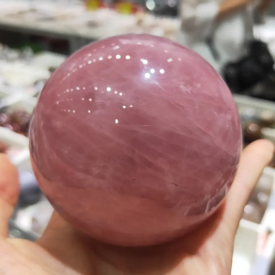 

1pc Pink Crystal Ball Pink Rose Quartz Magic Crystal Healing Ball Sphere + Stand For Home Decors