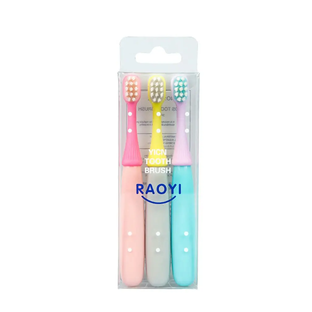 

3pcs/set Soft Bristles Cute Children Toothbrush Bamboo Charcoal Cartoon Silicone Brush Head Baby Kids Dental Oral Hygiene Care