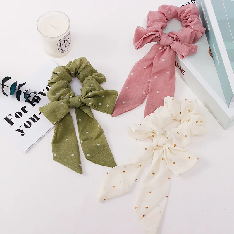 Женские резинки для волос в горошек элегантные фиксации конского хвоста модные