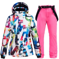 womens snow suit set snowboarding clothing waterproof windproof mountain outdoor costume skiing wear jacket and bib snot pant