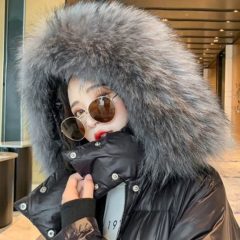 

2021 faux fur collar Winter Down Cotton Coat Long Parkas Woman Jacket Padded Outerwear Oversize Female Warm Woman Coats Mujer