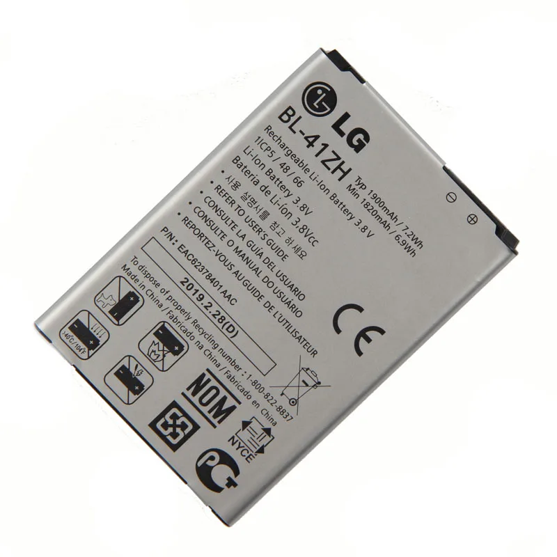 

New Original LG BL-41ZH battery for LG Leon L50 C40 MS345 D213N LS665 D290 D295 H340 H343 H345 1900mAh