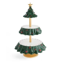 2 tier snack display stand exquisite christmas tree shape food cake pastry server stand xmas party home decoration supplies