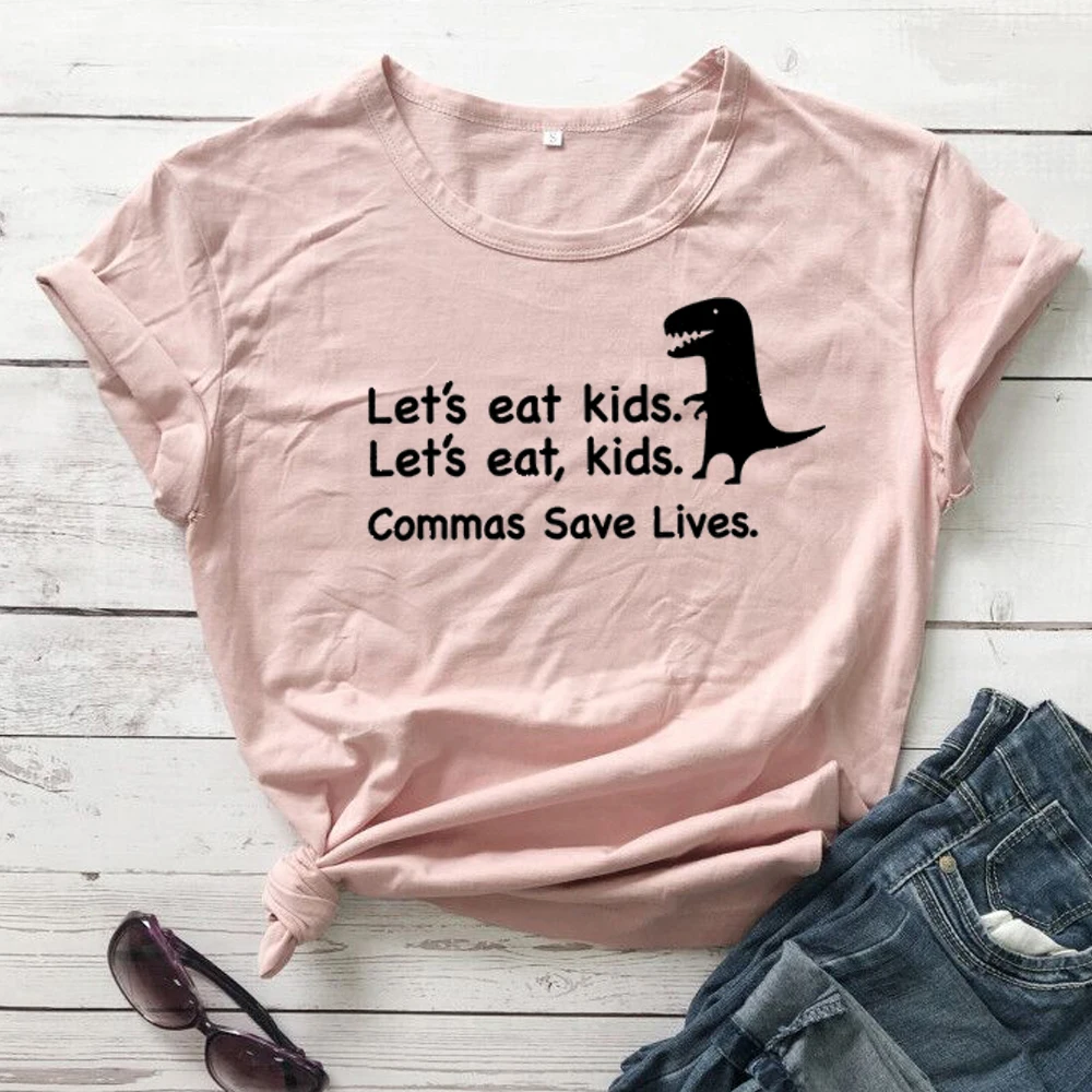 Женская модная детская рубашка с надписью Let's Eat забавная Винтажная футболка