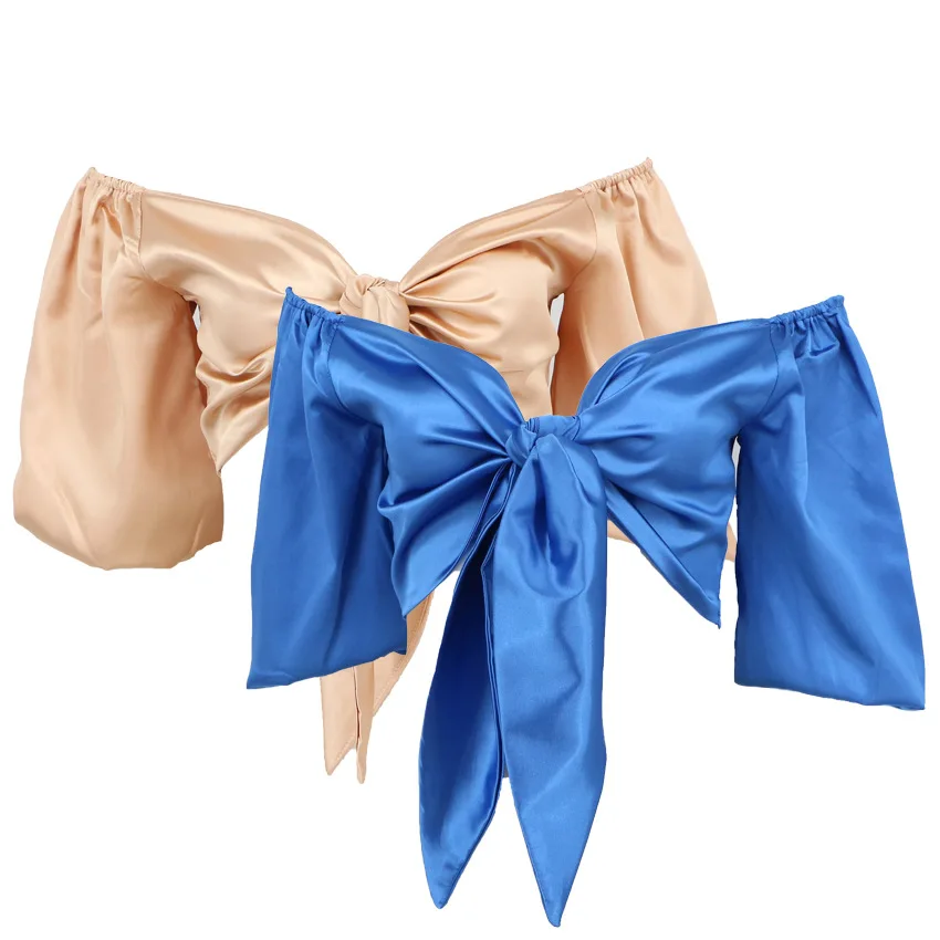 Укороченный топ с открытыми плечами и бантом Женский пикантная рубашка рукавом