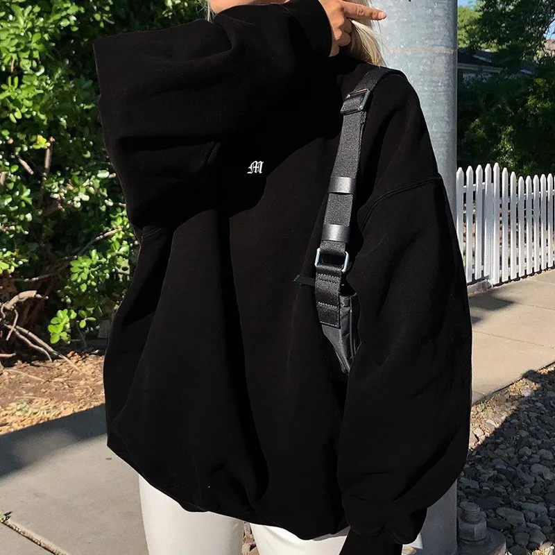 

2020 Natural Sweatshirt Women Casual Tops Embroidery Pullovers O-neck Streetwear Autumn Fashion Long Sleeves Loose Sweatshirt