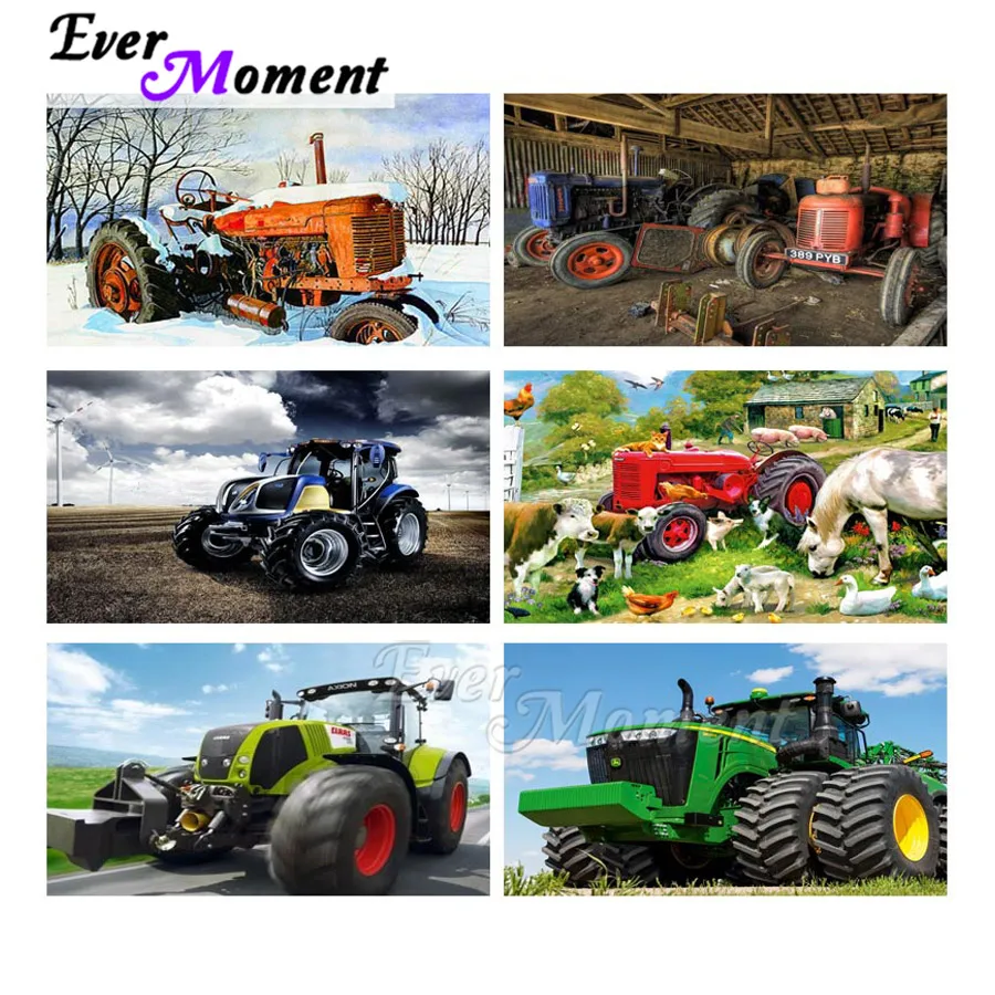 Алмазная живопись с фермой и трактор Ever Instant картина ручной работы квадратными