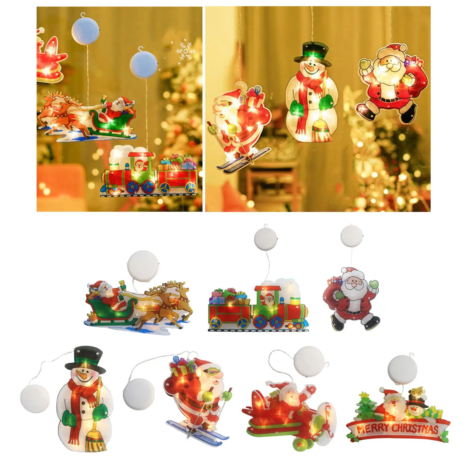 

Santa LED Light Christmas Window Decoration Silhouette for Home Office