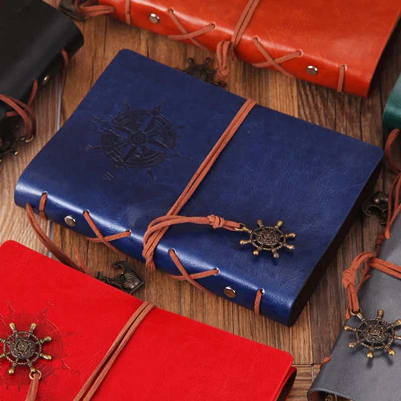 Retro notebook spiral diary vintage pirates anchors PU leather replaceable stationery gift handmade | Канцтовары для офиса и