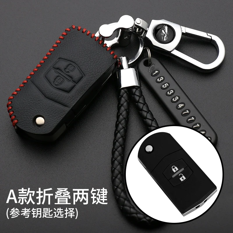 

Leather Car Key Case Cover For Mazda 2 3 5 6 CX5 CX-5 M2 M3 M5 M6 Protection Key Shell Skin Bag Only case