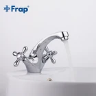 Латунный хромированный полированный кухонный кран Frap, смеситель с одним отверстием и двумя держателями для кухни, для холодной и горячей воды, F1025