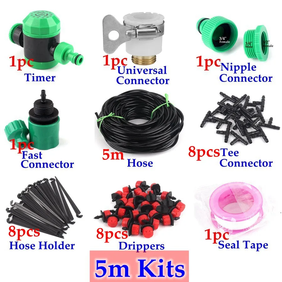 5m Timer Kits Новая система капельного орошения 40 м автоматическая система полива орошения сада таймер контроллер микро капельного полива наборы простота использования - Цвет: 5m Timer Kits