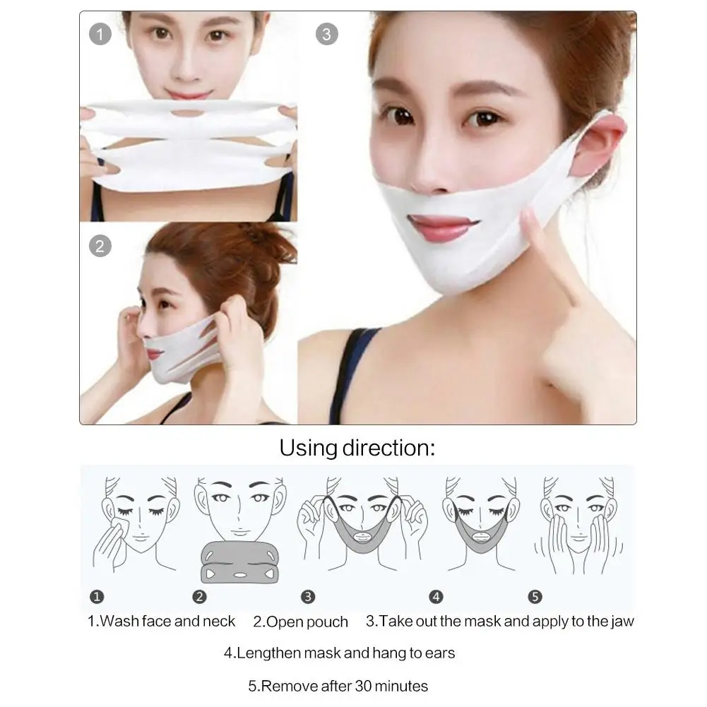 

5PCS V Line Mask Neck Face Lifting Mask Chin Up Patch Double Chin Reduce Contour Firming Moisturizing Shape Face Tape Skin Care