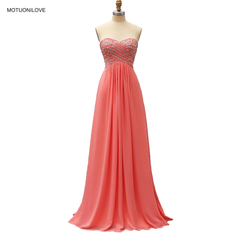 Женское шифоновое вечернее платье Элегантное Длинное Платье кораллового цвета