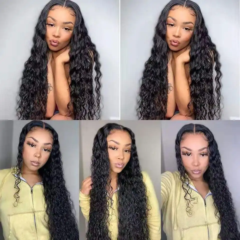 

Water Wave Lace Front Wig Brazilian Remy Lace Front Human Hair Wigs Pre Plucked 250 Density 4x4 Curly Lace Closure Frontal Wig