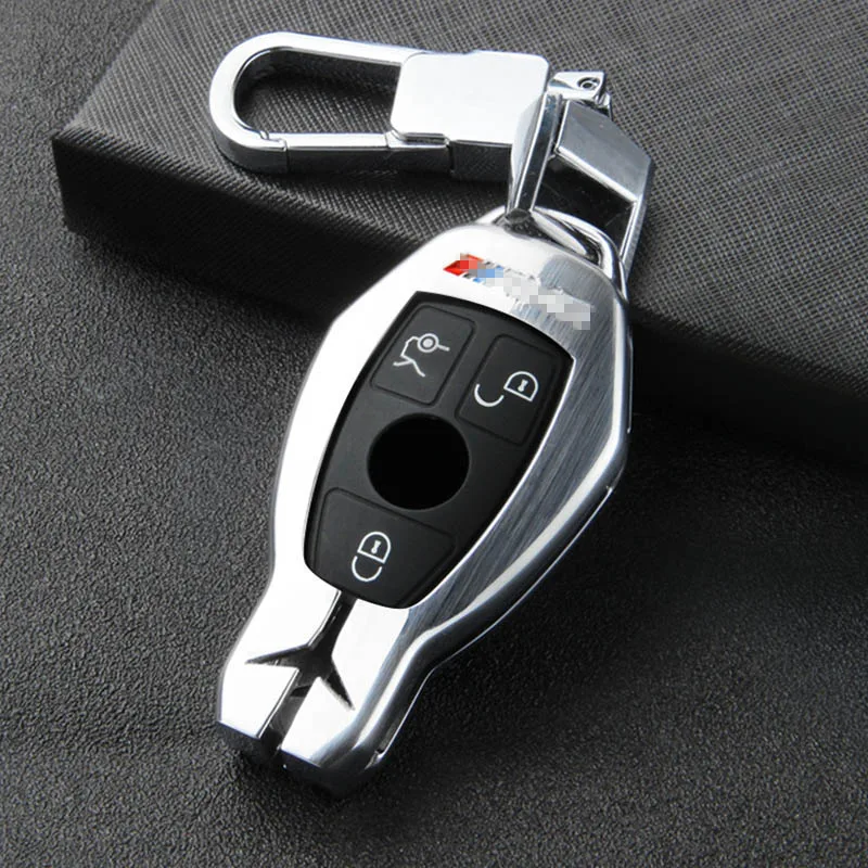 SILVER BUCKLE B Автомобильный чехол для ключей, брелок для Mercedes Benz W203 W210 W211 W124 W202 W204 W212 W176 AMG GLC 260 C200 CLA GLA 200, автомобильные аксессуары - Название цвета: SILVER BUCKLE B