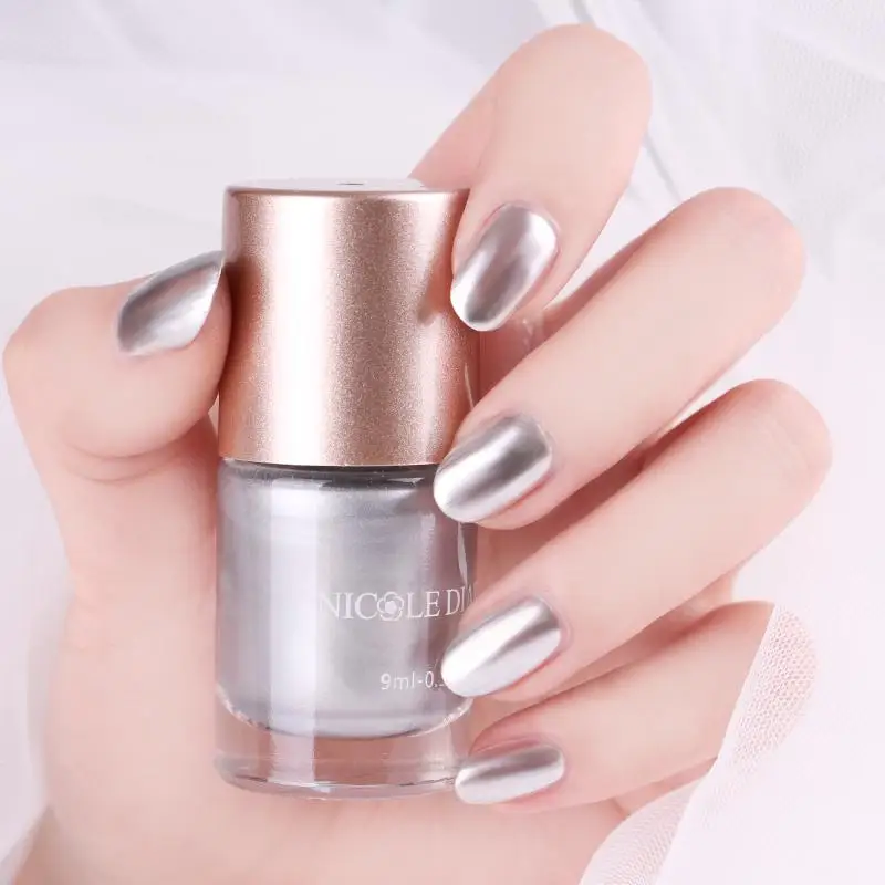 Зеркальный лак для ногтей NICOLE DIARY 9 мл металлик фиолетовый розовое золото