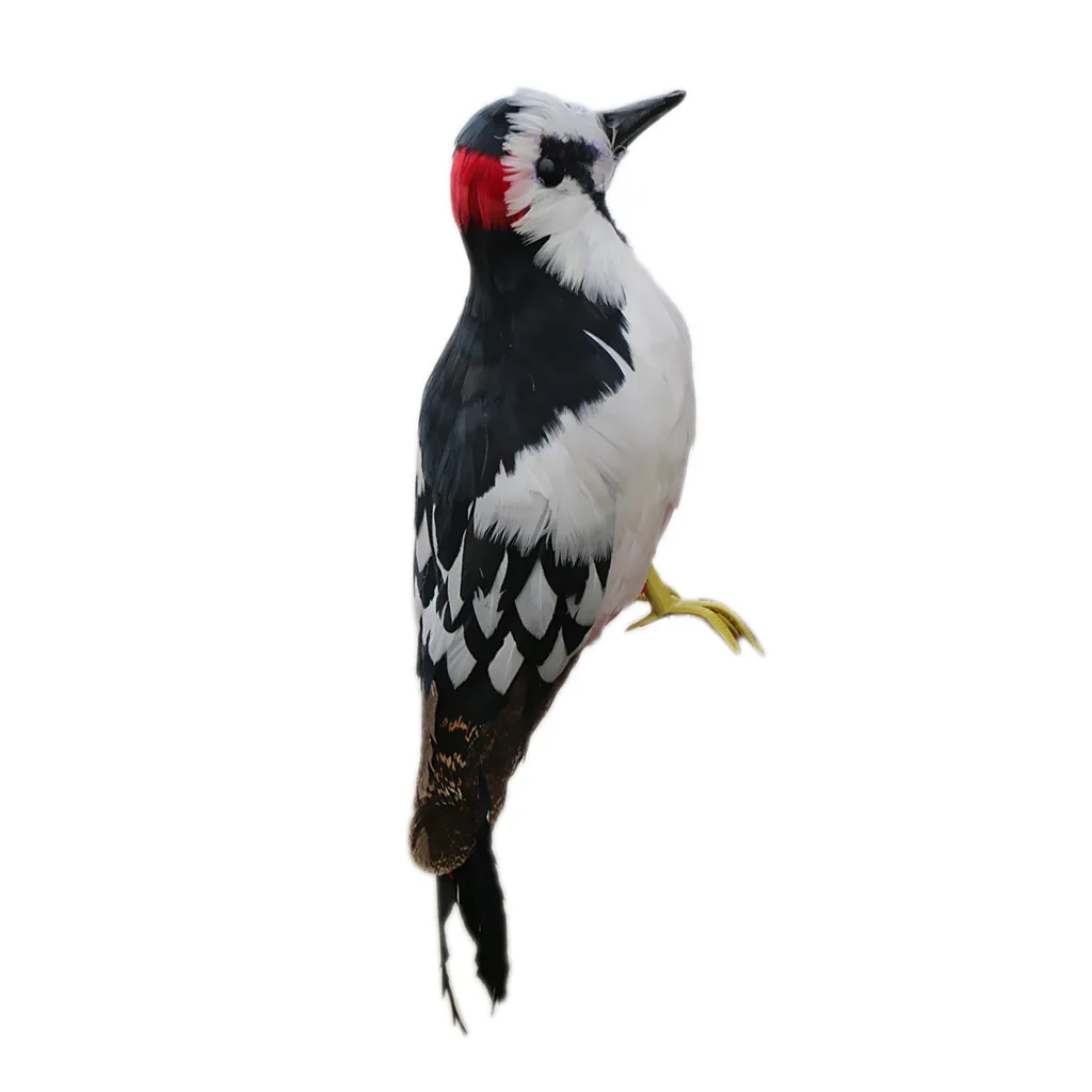 

Realistic Artificial Animal Feather Garden Figure Woodpecker Bird Decor